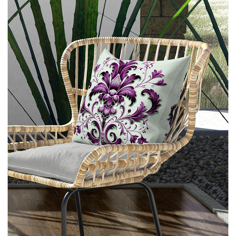Coussin en voile Vintage, H 20 po x l 20 po, Vert / mauve