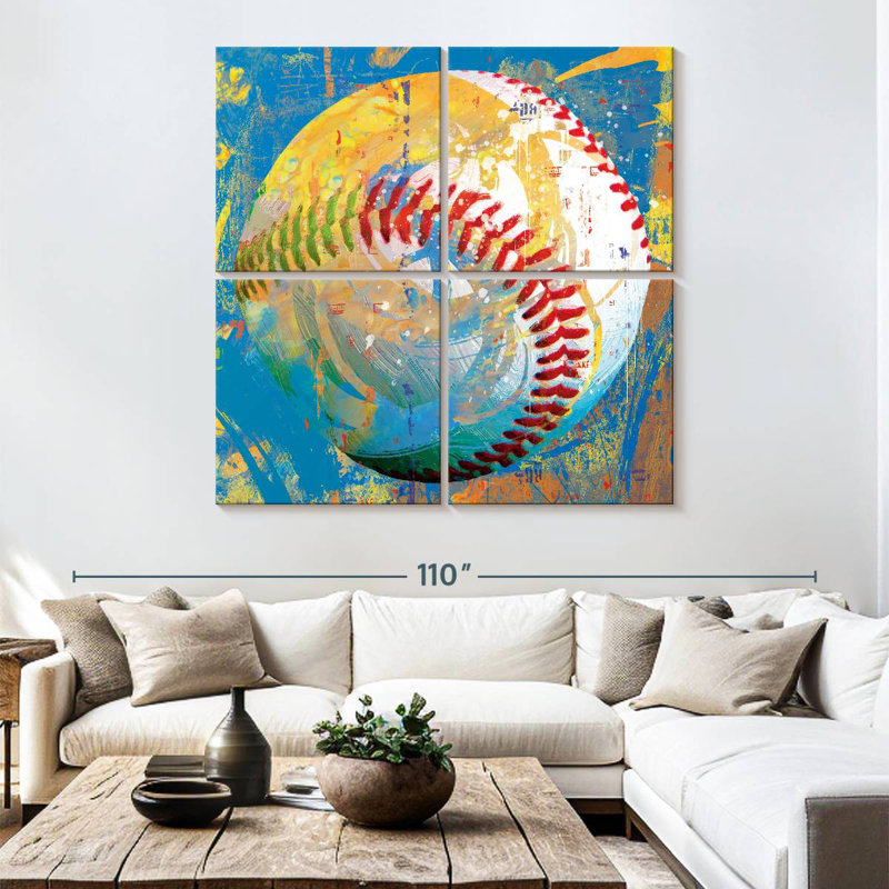 Sireci Baseball Paint Splash, 74" H x 74" W