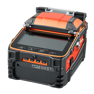 Fiber Fusion Splicer with 6 Motors, 5-Second Splicing & 15-Second Heating, 7800mAh Core Alignment Optical Splicer Featuring 5" Touchscreen, Multi-Function Fiber Holder, VFL & OPM for Various Fiber Types