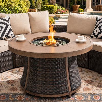 Round Aluminum Propane Smokeless Fire Pit Table with Hidden Fuel Tank