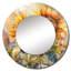 Paal jaune tournesol symphonie III - grand miroir mural tournesol, miroir rond jaune unique, reproduction d'art en métal-1399127749