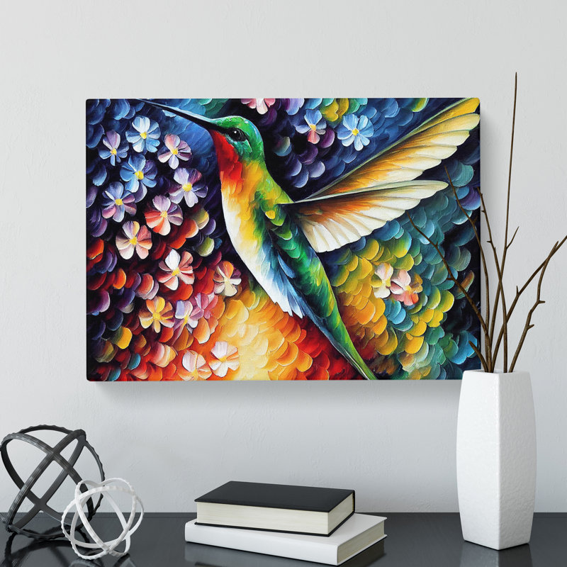 Hummingbird Painting Vol.5 Abstract - Wrapped Canvas Painting, 40cm H x 60cm W x 3cm D