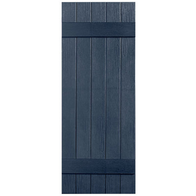 Paire de volets en vinyle fermés à deux lattes et cinq planches