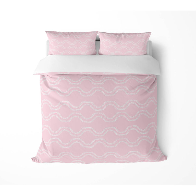 Ensemble d'édredon léger Wavy Vine, Édredon grand + 2 taies d'oreiller standard, Rose