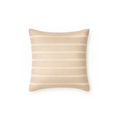 Sandy Beige Regatta Stripe Indoor Outdoor Pillow 20x20