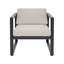 Ensemble de 2 fauteuils club d'extérieur, structure noire avec coussin beige