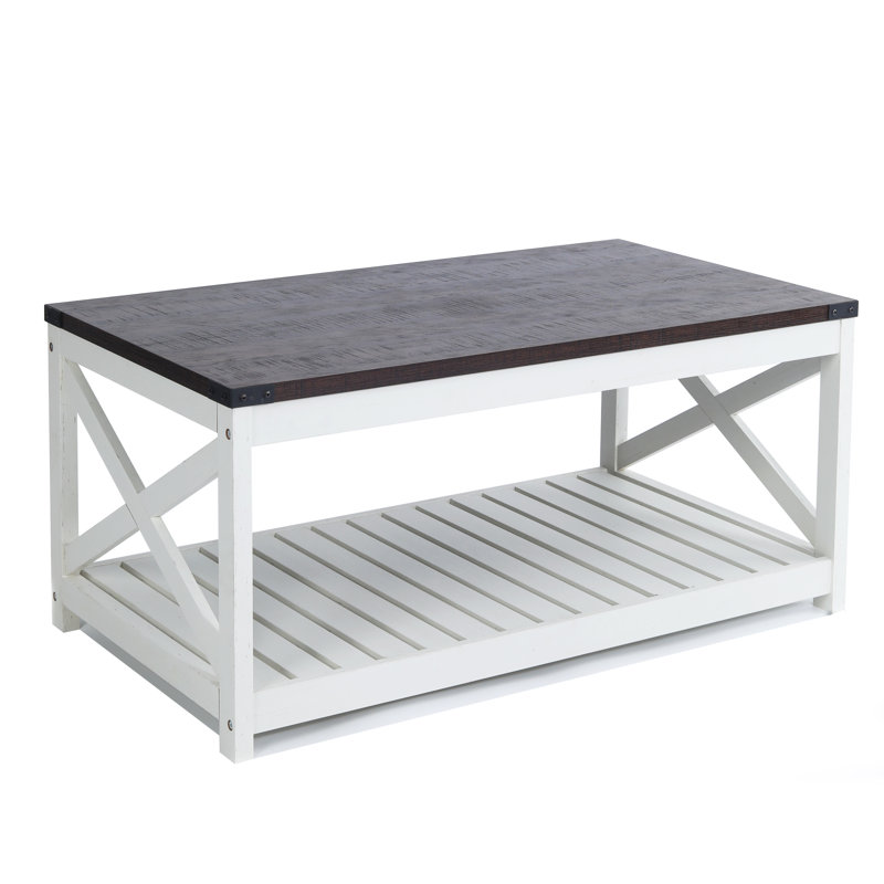 Shardea Single Coffee Table, Espresso, Vintage White