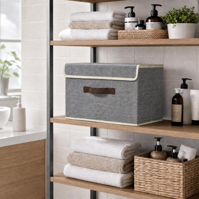 Bacs de rangement pliables en non-tissé avec couvercles et poignées, paniers de rangement peu encombrants