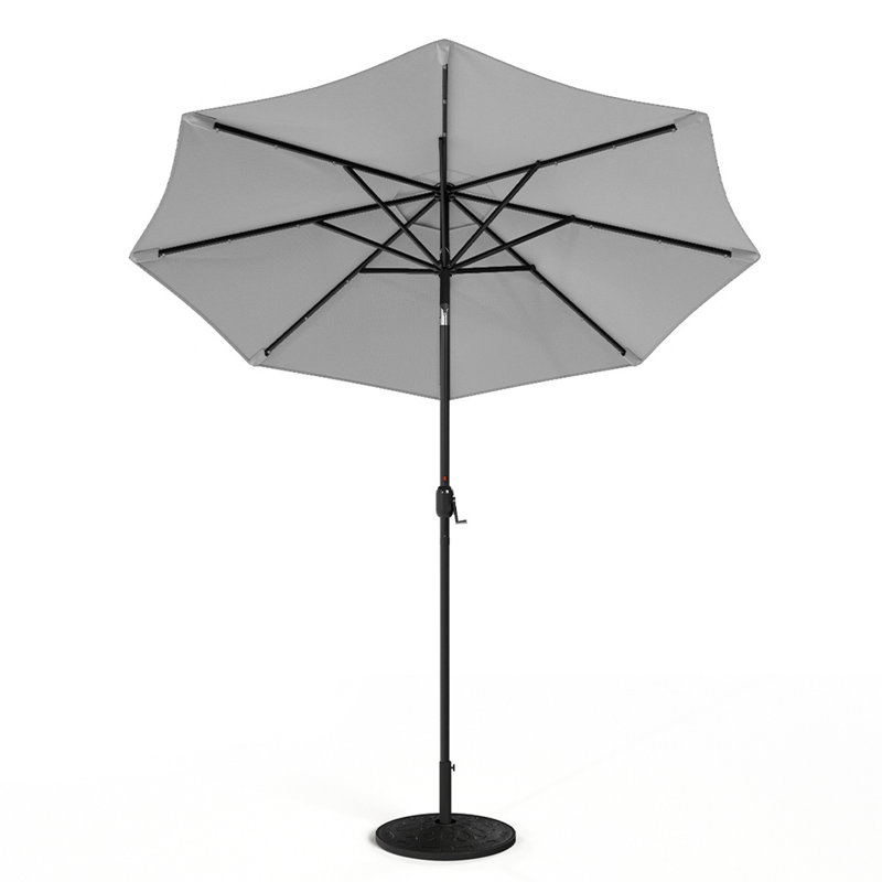Aiso 3m Traditional Parasol with LED Light, Light Grey