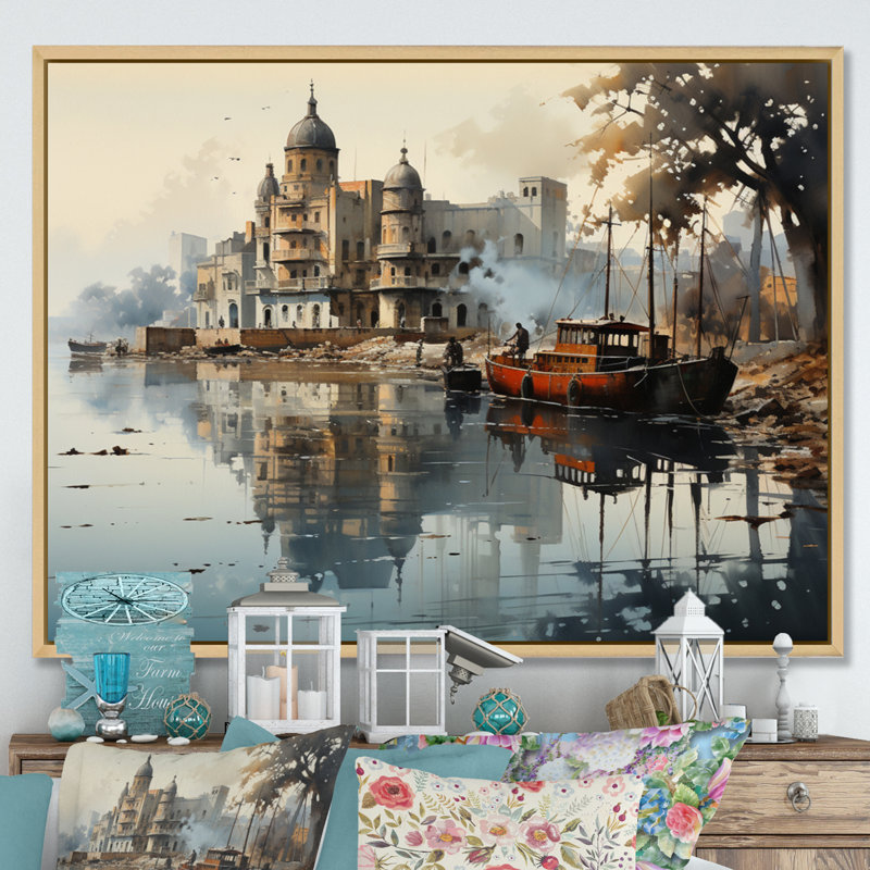 Cuba Havana Harbour II - Cityscapes Wall Decor, Cadre naturel flottant, H 30 po x l 40 po x P 1,5 po