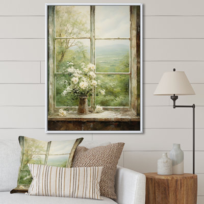 «Countryside Calm Blooms Farm Windows II - Farmhouse Windows», art mural