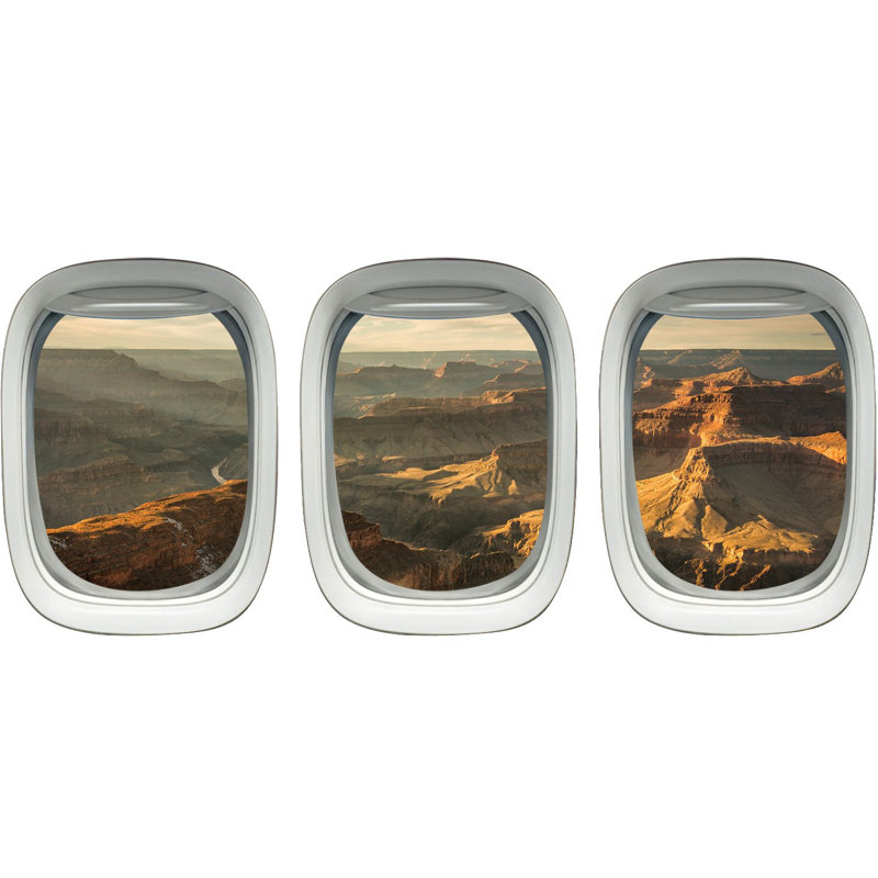 Ensemble d’adhésif décoratif 3 pièces "avion windows" et autocollant grand canyon