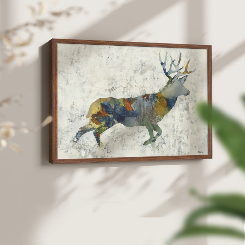 Totem cerf - reproduction encadrée, Noyer