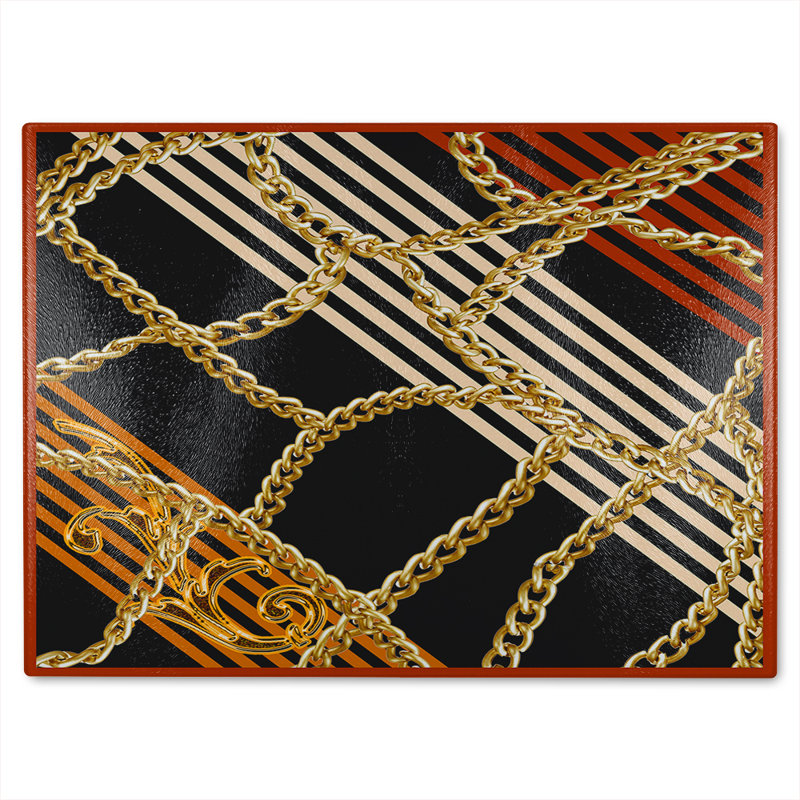 Chains & Stripes Glass Chopping Board, 28cm L x 20cm W