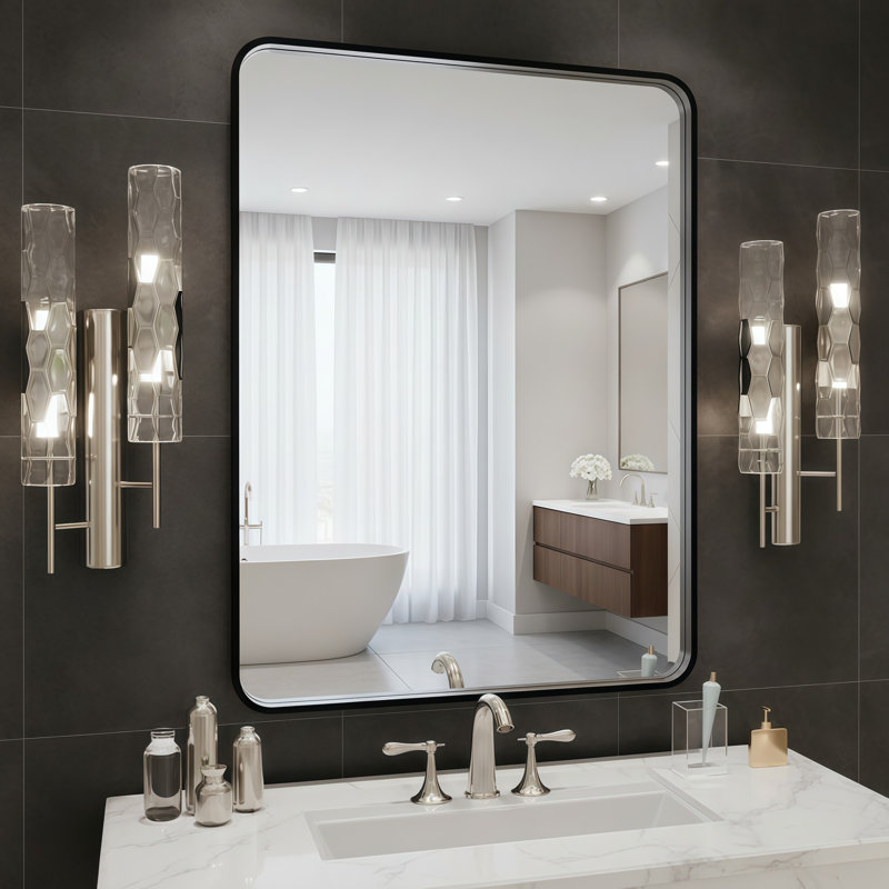 Miroir de salle de bain Farmhouse Style, 34,2 po x 24,1 po, Noir