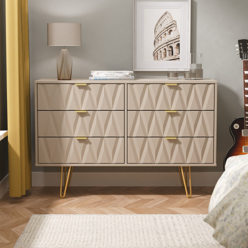 Baturhan 6 Drawer Wide Chest (Ready Assembled), Mushroom Matt