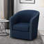 Fauteuil club pivotant bleu tendance - hauteur de bras de 25,60 po, conception élégante, housse 100% lin