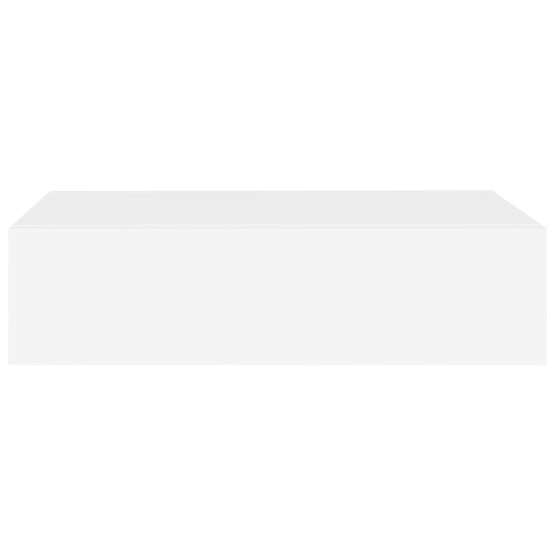 Azariana Floating Shelf with Drawer, White, 10cm H x 40cm W x 23.5cm D