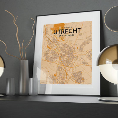 Utrecht City Map In Vintage - No Frame Print