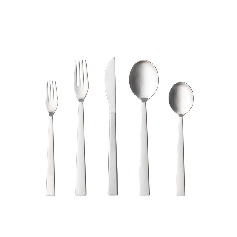 Sen Flatware 5 Pieces, Brushed Silver