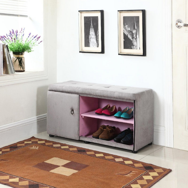 Hauteur de 18 po pour le rangement des chaussures, unité de rangement de couleur gris argenté, luxe