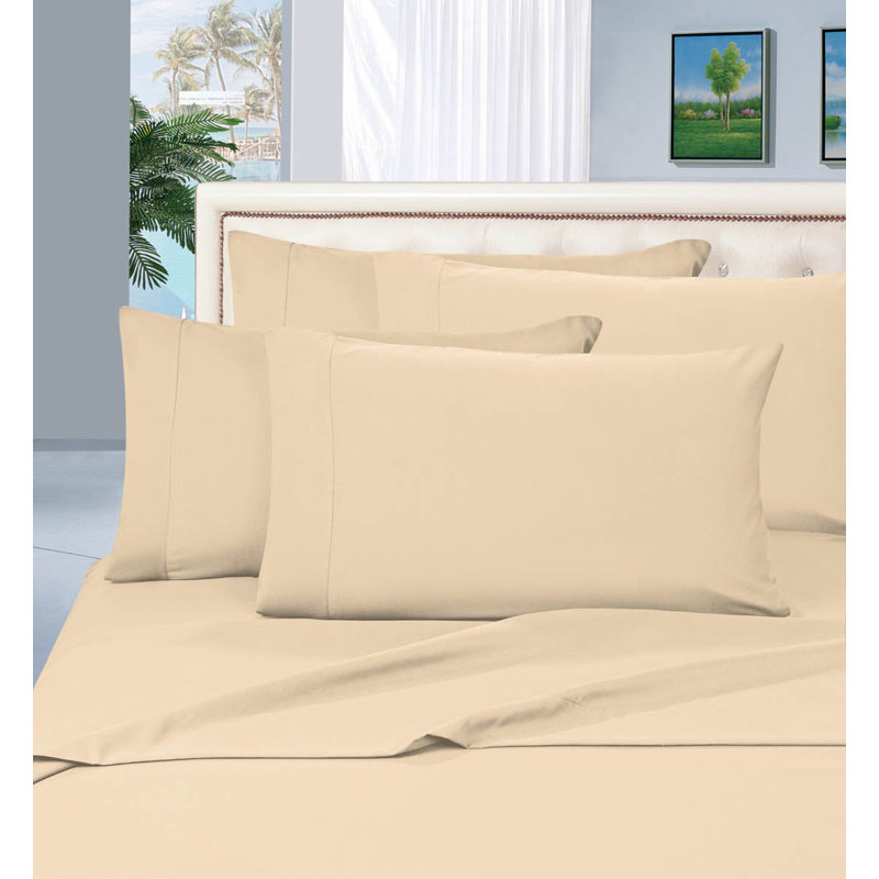 Ensemble de draps en percale 1500 fils, Très grand californien, Crème