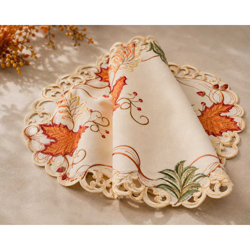 Scruggs Polyester Embroidered Round Placemat, 0.1" H x 16" W x 16" D