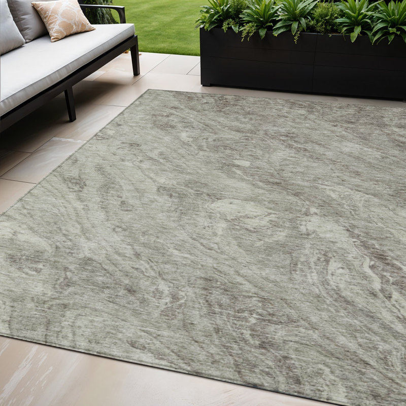 Tapis extérieur lavable abstrait beige et brun clair 5 pi x 8 pi taupe