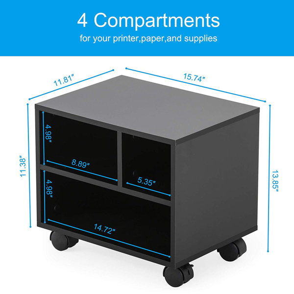 Fitueyes Printer Stand on Wheels Mobile Under Desk Work Cart Ps304005ww