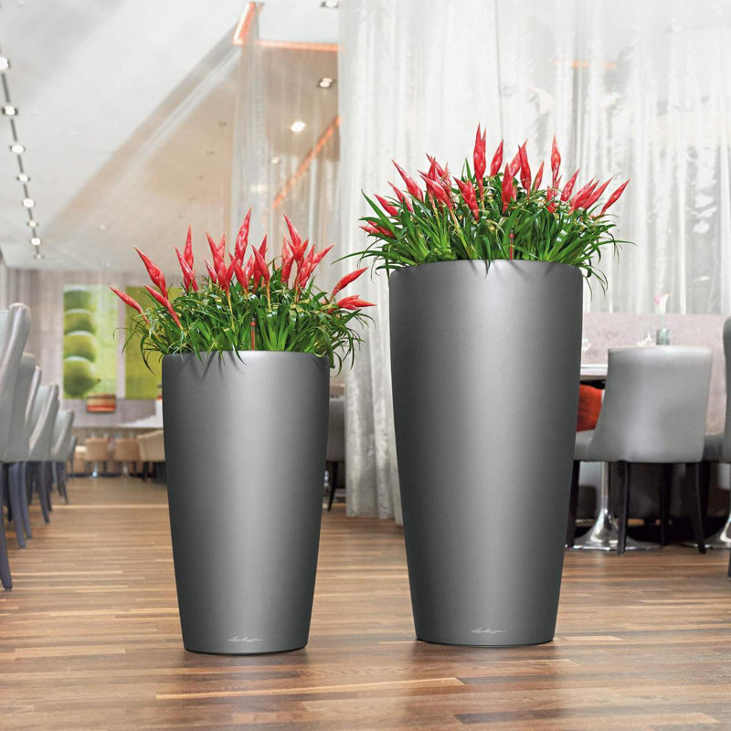 Rondo Pot Planter, 75 cm H x 40 cm W x 40 cm D, Charcoal Metallic