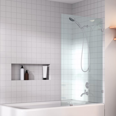 Vela 28.5 in. x 58.25 in. Frameless Single Fixed Bath Panel