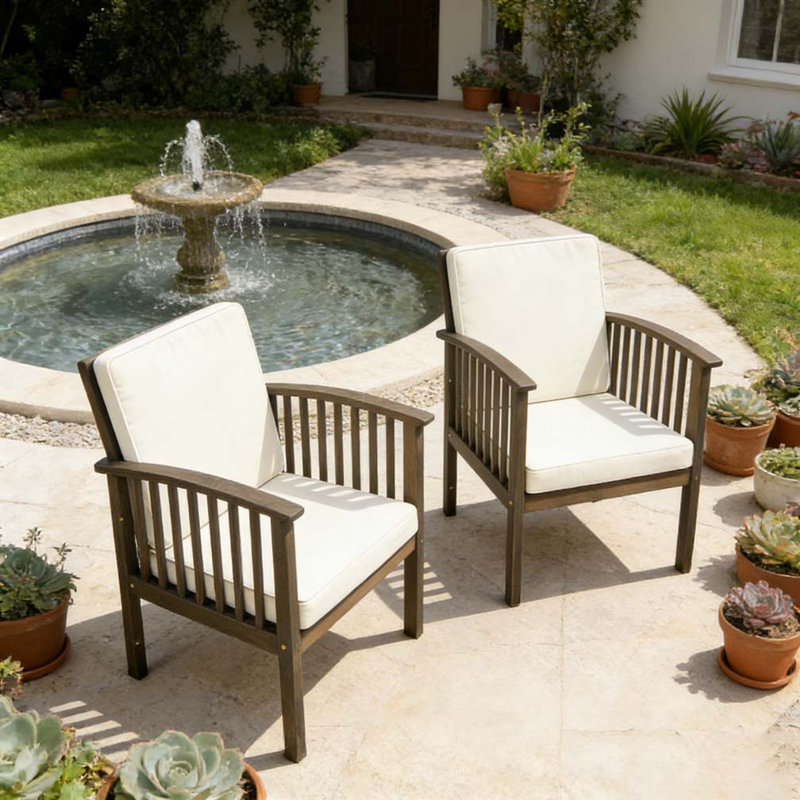 Ensemble de chaises de patio pour club, Crème, Gris