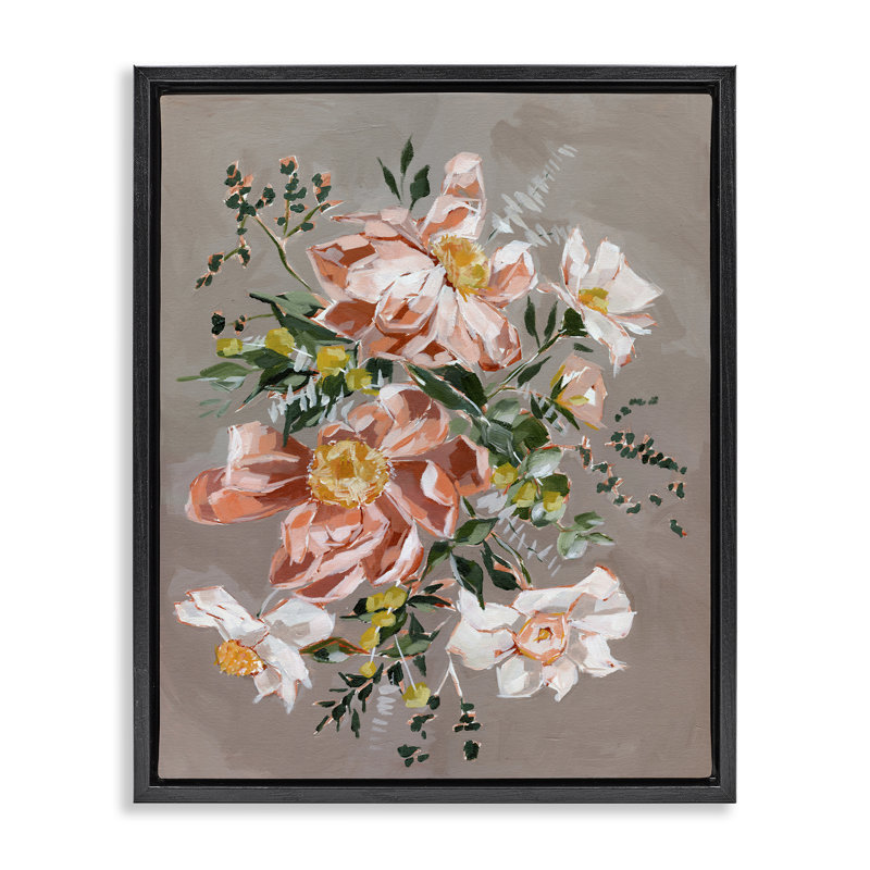 Cadre flottant Lush Daisies Bouquet, design par Annie Quigley, Cadre flottant noir de jais, H 21 po x l 17 po