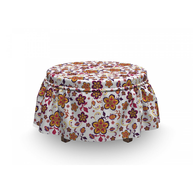 Ensemble de housse pour repose-pieds à coussins carrés 2 pièces fleurs