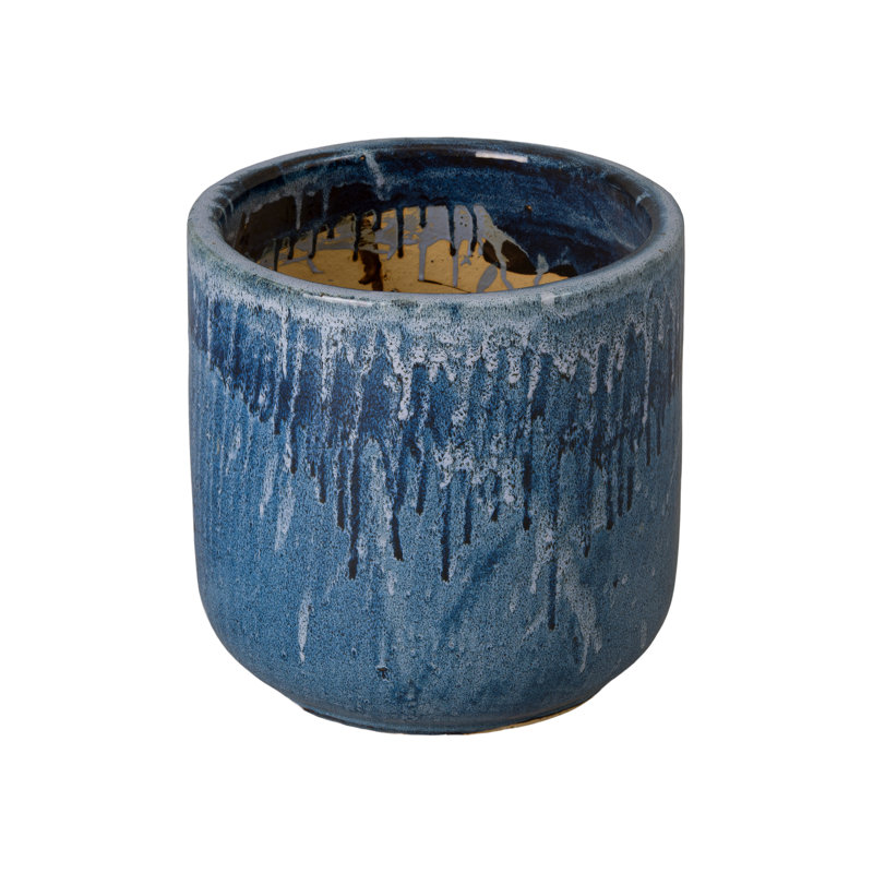 BARREL PLANTER, QUIN BLUE, 16" H x 15" W x 15" D