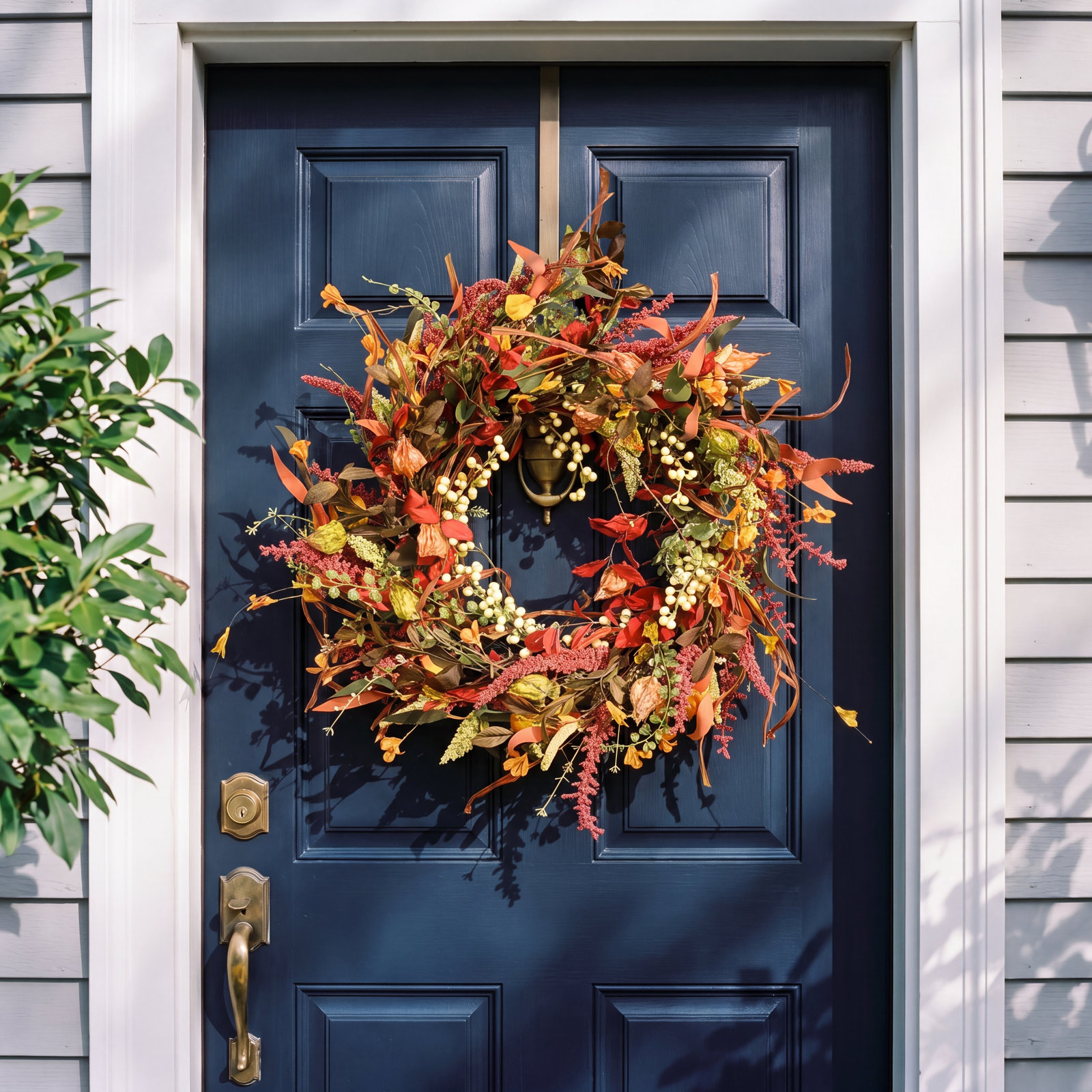 24" Farmhouse Fall Autumn Berry Front Door Wreath
