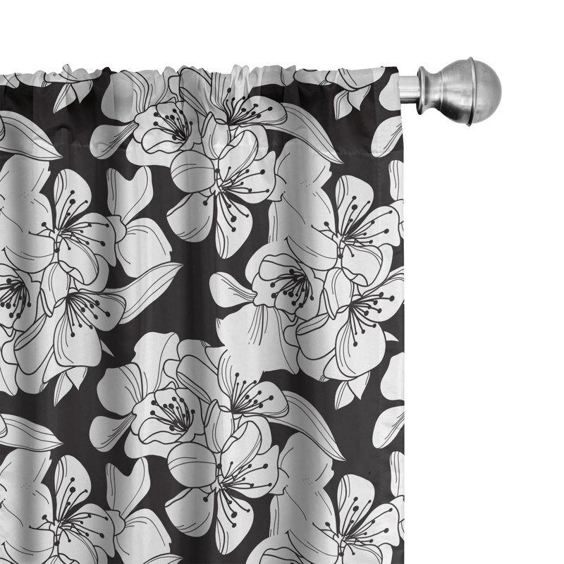 Floral Semi-Sheer Rod Pocket Curtain Panels, 28" x 84"