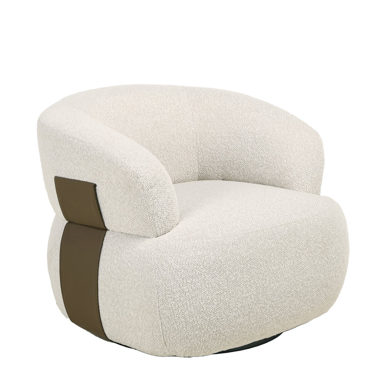 Eiryn Upholstered Swivel Accent Chair, Beige Chenille