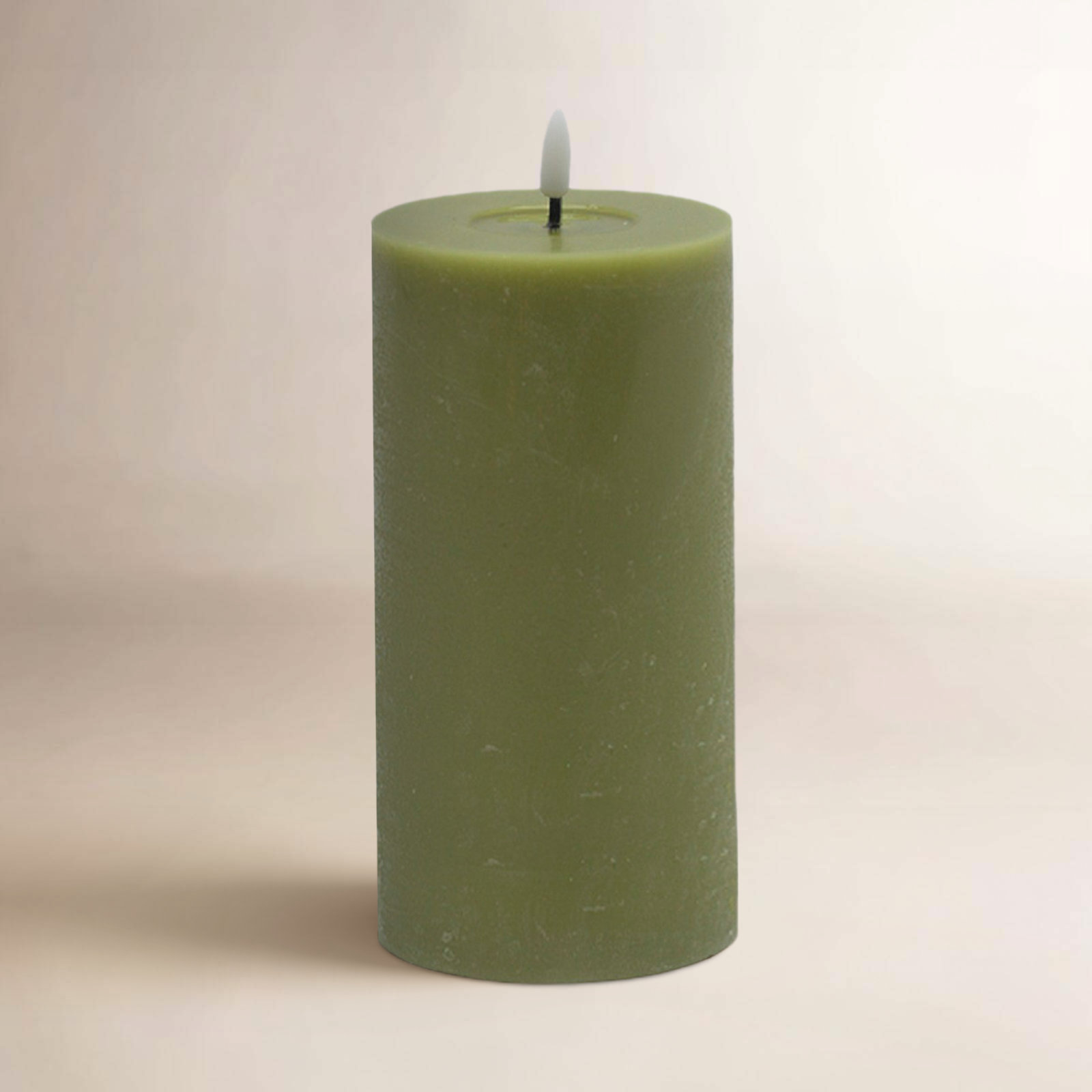 Large Flameless Pillar Candle, Green