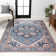 Huddleston Ornate Large Medallion Machine-Washable Blue/Beige Rug