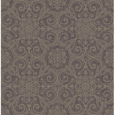 Papier peint à motif de médaillons ornementaux en métal Seabrook Designs Cleo
