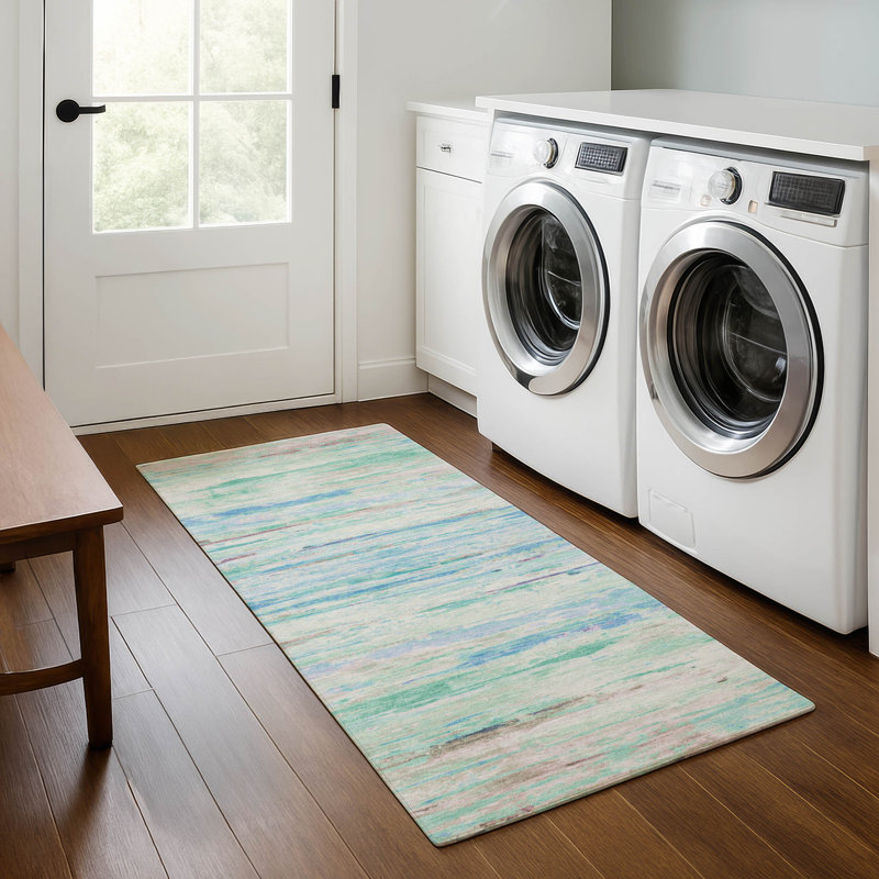 Tapis abstrait lavable à la machine Premium Pirtle, Tapis de couloir 2 pi 3 po x 7 pi 6 po