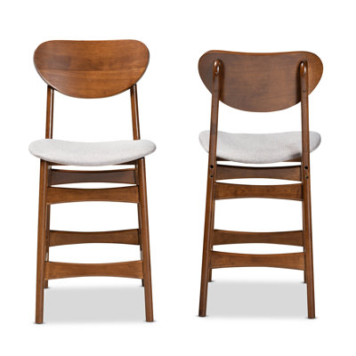 Upholstered Counter Stool with Solid Wood Frame