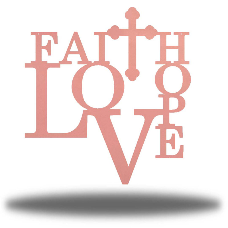 Art mural Faith Hope Love, Rose, H 12 po x l 12 po x P 0,6 po