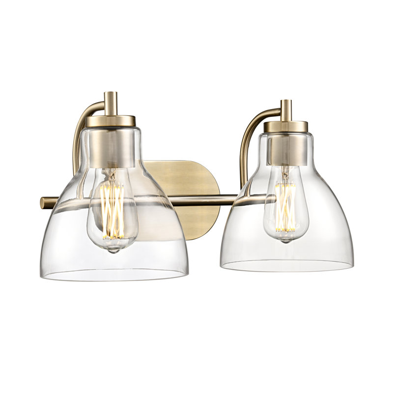 Knightsdale 17.5" 2-Light Vanity - Modern Gold, 17.5" Width, Brushed Gold, 2 Lights