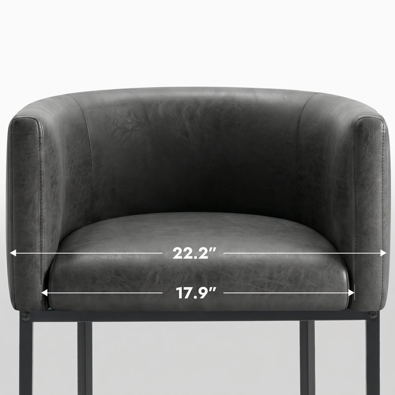 Tabouret de bar rembourré en similicuir, Graphite