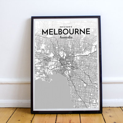 Melbourne City Map 1 Piece Wall Art