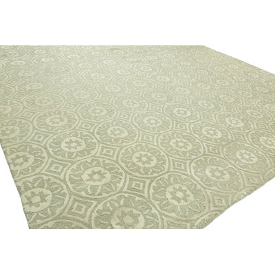 Wool Geometric Area Rug in Ivory