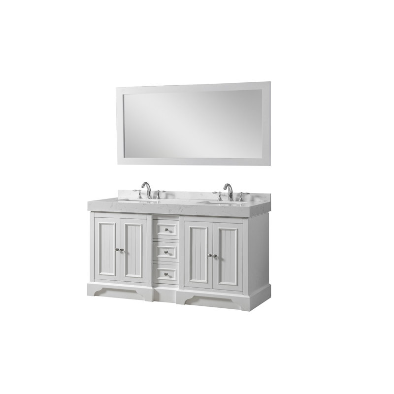 Herrald 60 " W Freestanding Standard Free Standing 2 Double With Cultured Marble Top with Mirror