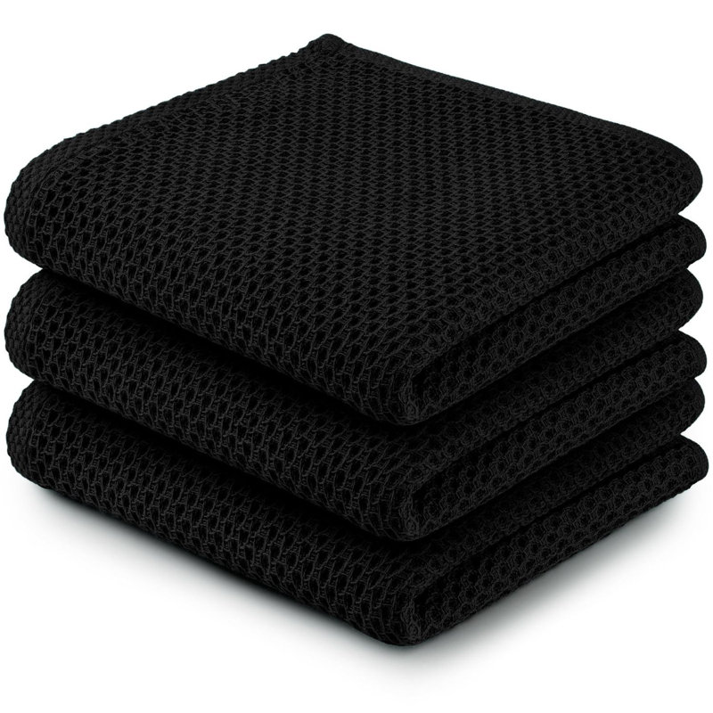 Reusable Kitchen Towels 3 Pack 100% Cotton Waffle Weave - Super Absorbent Dish Towels For Kitchen